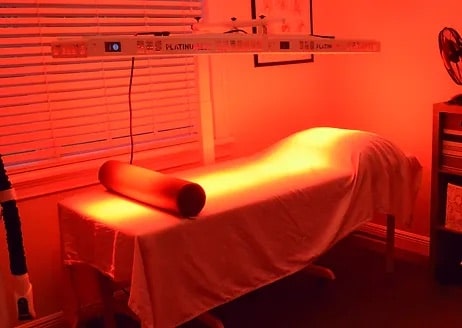 a specialized treatment table in a chiropractic office