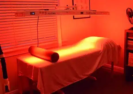 a specialized treatment table in a chiropractic office