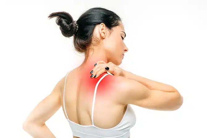 Woman suffering from trigger point pain