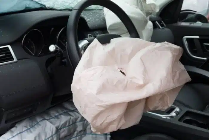 air bags inside a car that inflated after a car accident